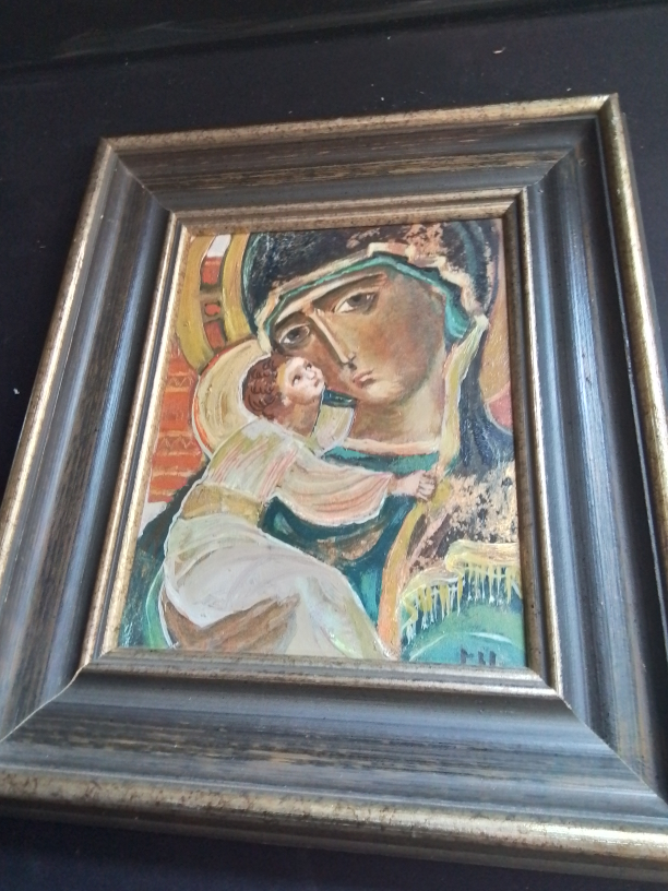 Iconic Russian Avante Garde Style Madonna & Child Oil Paining - photo 4