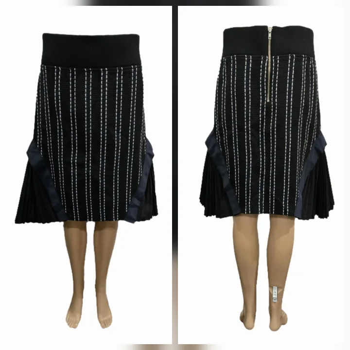 Japanese Brand Sacai Luck Side Pleated Tweed Skirt Size M/L image indicator(4)