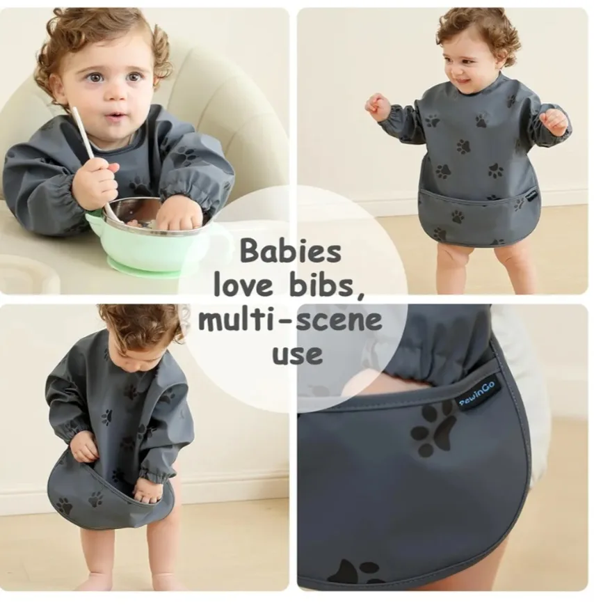 PawinGo Baby Bib with Sleeves, 6-36 Months thumbnail