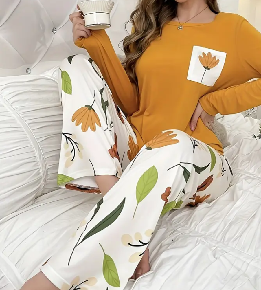 New Floral Pajama Set (M) satin - photo 2