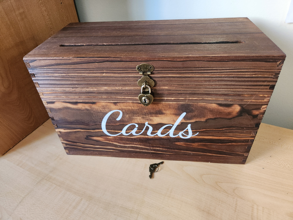 Wooden Wedding Card Box with Lock & Key