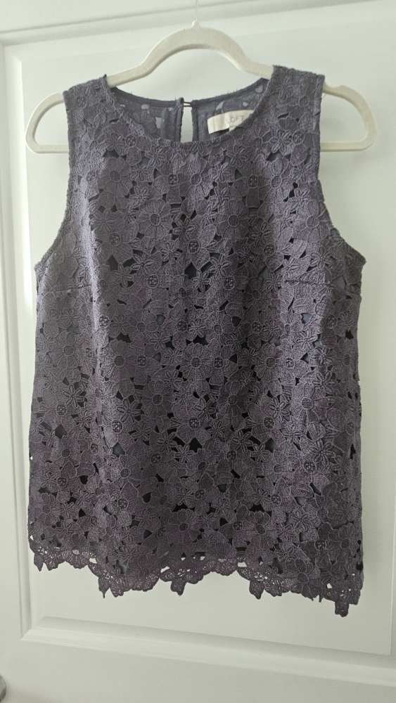 Loft Floral Lace Tank Top - Size S, Grey color - photo 5