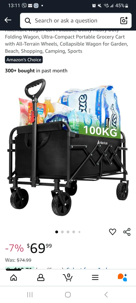 Small Portable  Folding Wagon - Black thumbnail