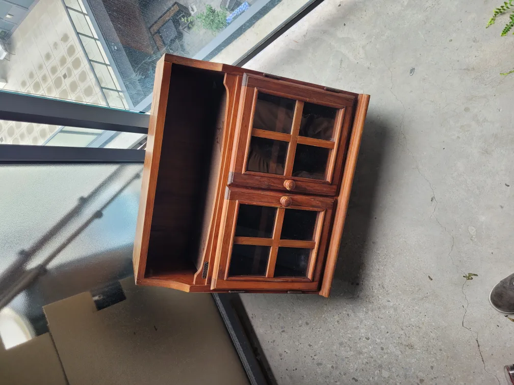 Wooden Wall Cabinet with Glass Doors thumbnail