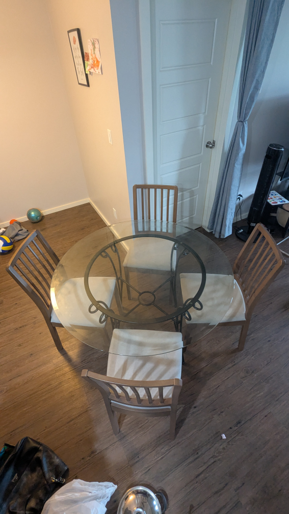 Glass Top Dining Table with 4 Chairs