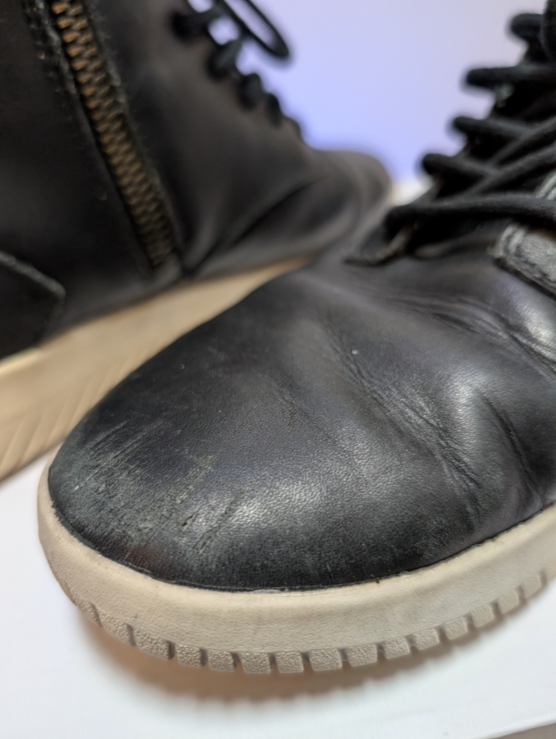 Leather High Top Sneaker Boots w/ Zipper - Mens 10.5 - photo 4