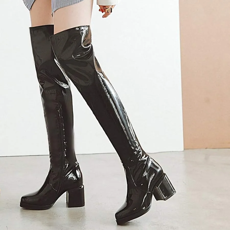 Black Thigh High Boots image indicator(2)
