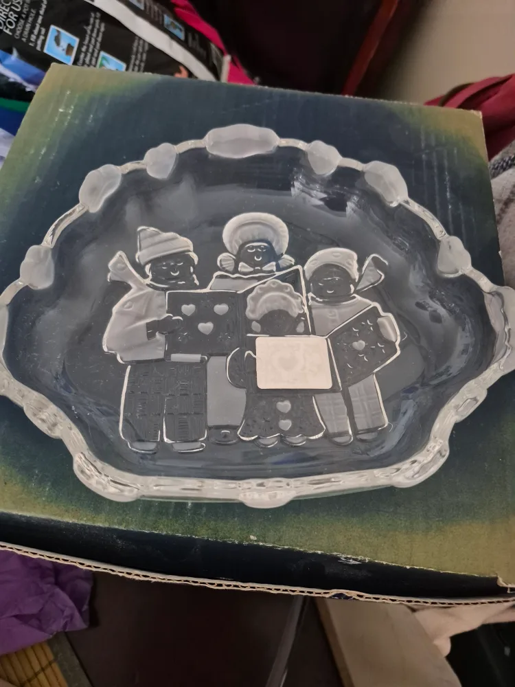 Christmas Carolers Glass Candy Dish