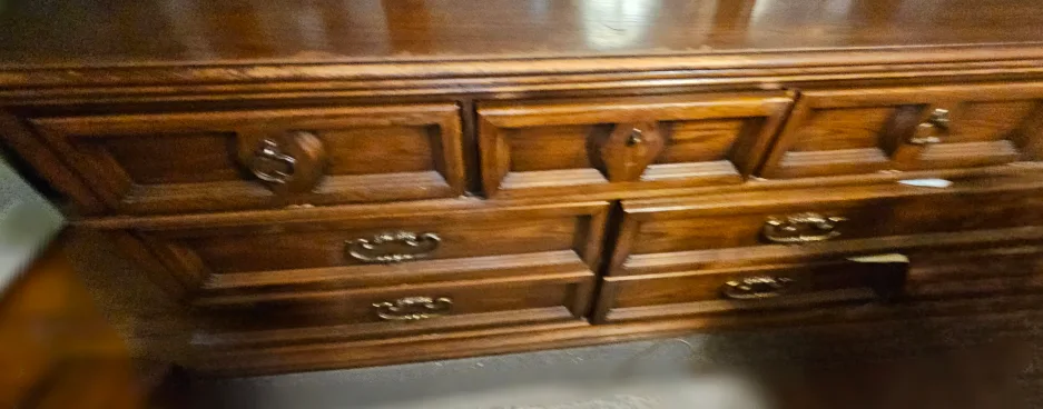 Vintage Wooden Dresser with tri-folding Mirror thumbnail