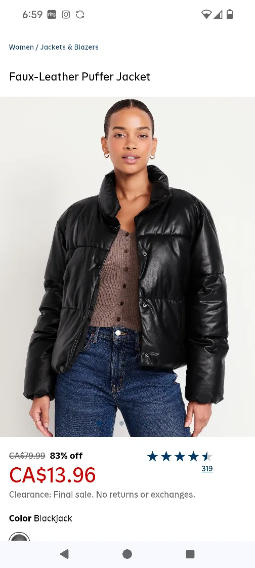 New with tag old Navy faux-Leather Puffer Jacket XXL $35 thumbnail