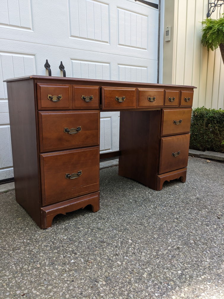 Vintage Solid Wood Desk With 7 Drawers - photo 2