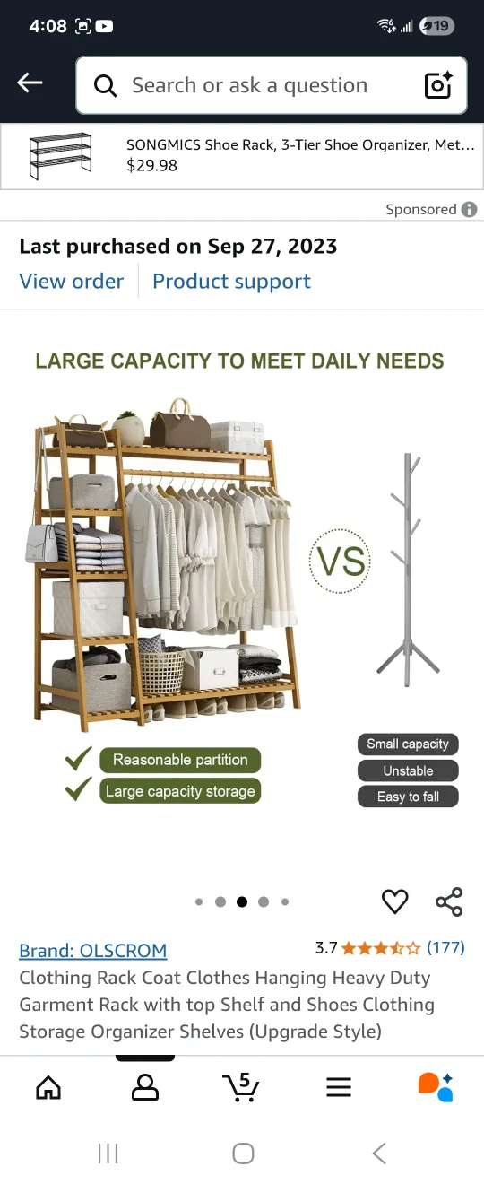 Bambo Clothing Rack Coat Rack with Storage 🥕 image indicator(6)