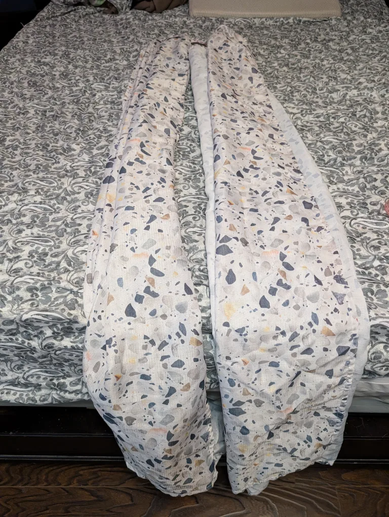 White Geometrical Print Curtains thumbnail