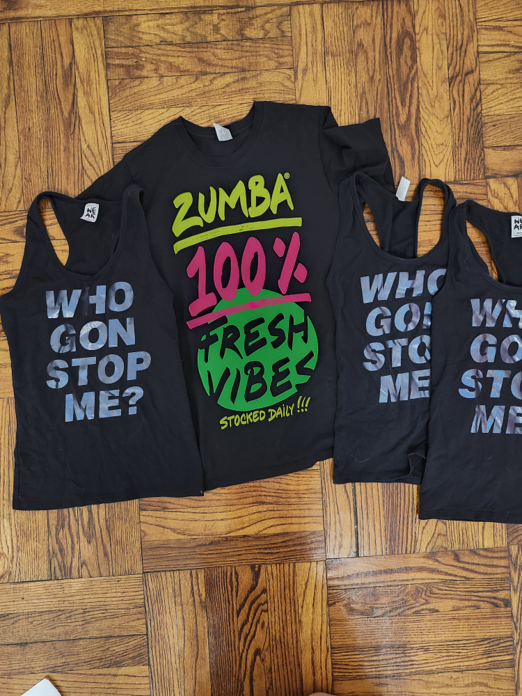 3 Zumba Wear Black Tank Top & 1 T-Shirt (XS/S)