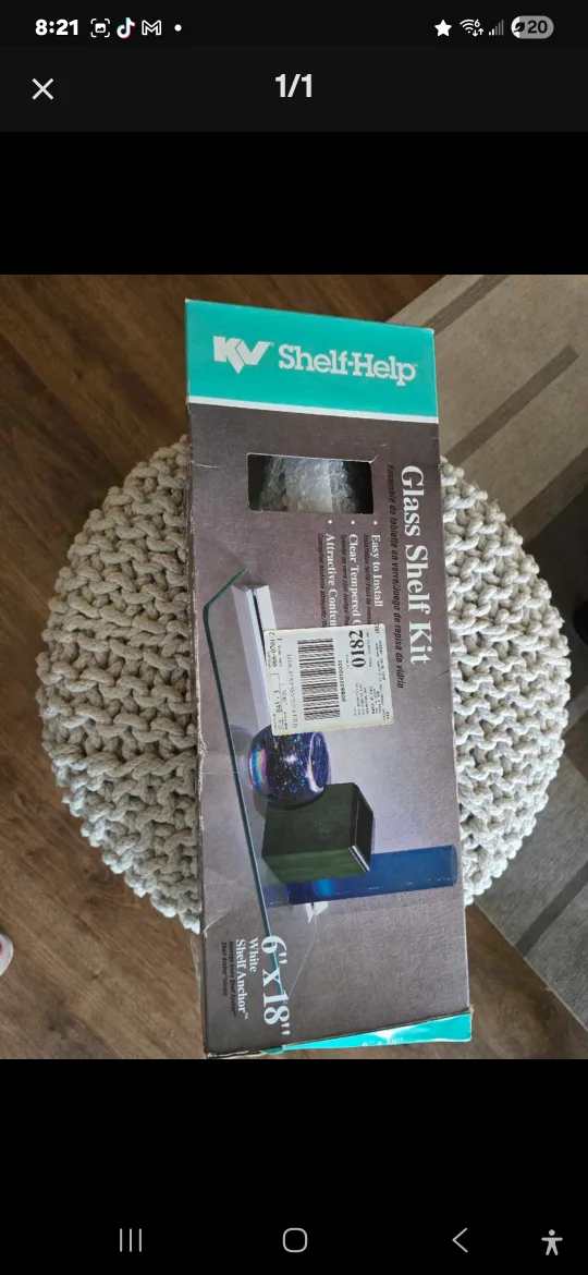 KV Shelf-Help Glass Shelf Kit 6"x18" thumbnail