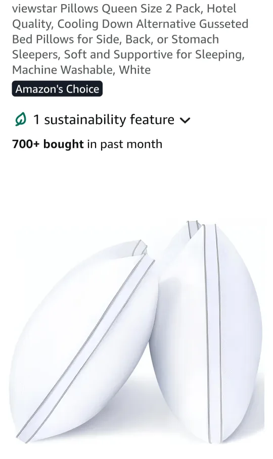 viewstar Hotel Quality Pillows, Queen Size, 2 Pack image indicator(2)