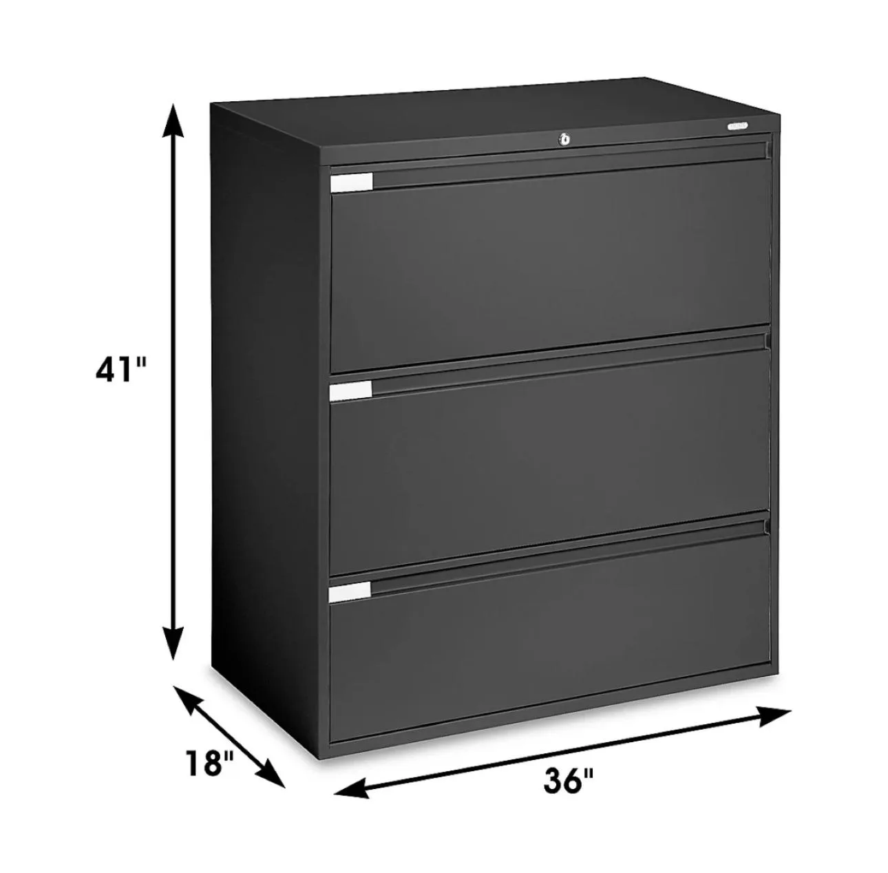 Black Lateral File Cabinet - 3 Drawer thumbnail