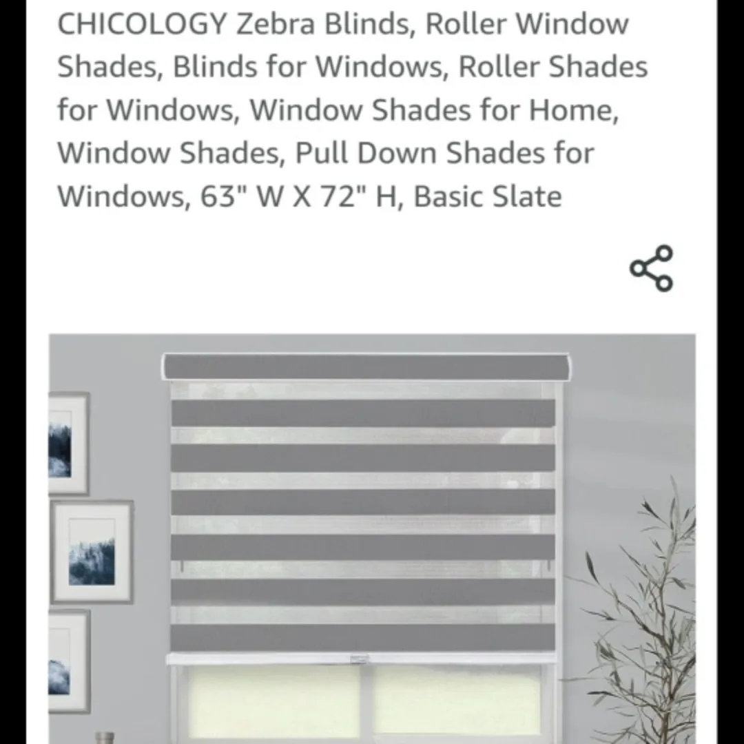 Chicology Zebra Roller Shade - 63" x 72" image indicator(4)
