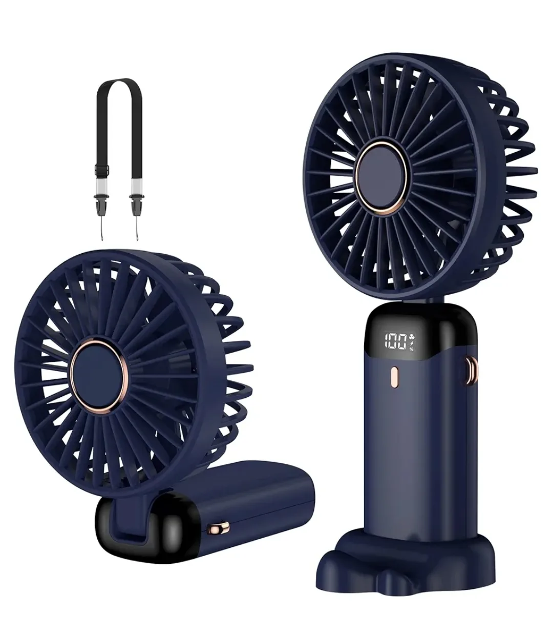 Mini Handheld USB Fan – Blue | 5-Speed, Foldable, Rechargeable thumbnail
