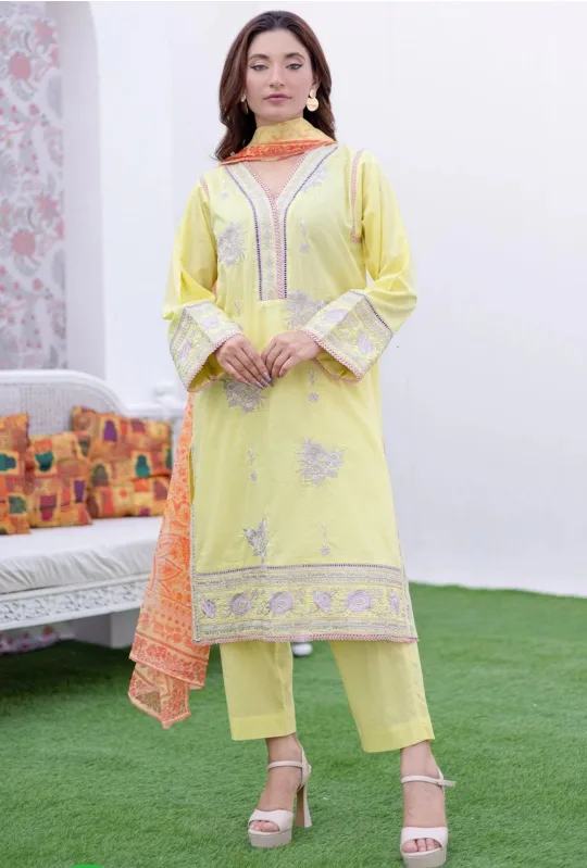 Prime Point Pakistani Yellow Embroidered Ensemble thumbnail