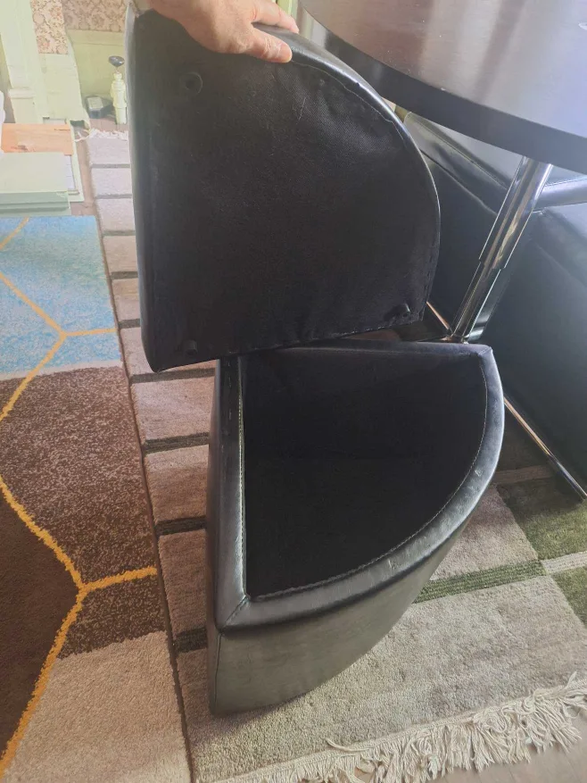 Round Dining Table Set + 4 Ottomans with wheels & storage space image indicator(4)