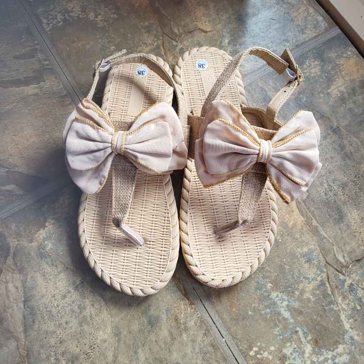 Woven Sandals with Bow - Size 38(US 7.5)