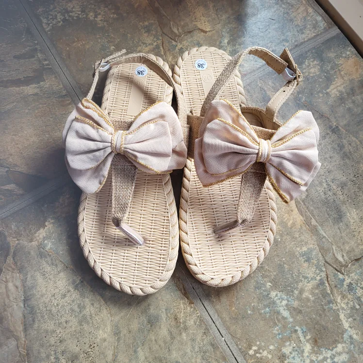 Woven Sandals with Bow - Size 38(US 7.5) thumbnail
