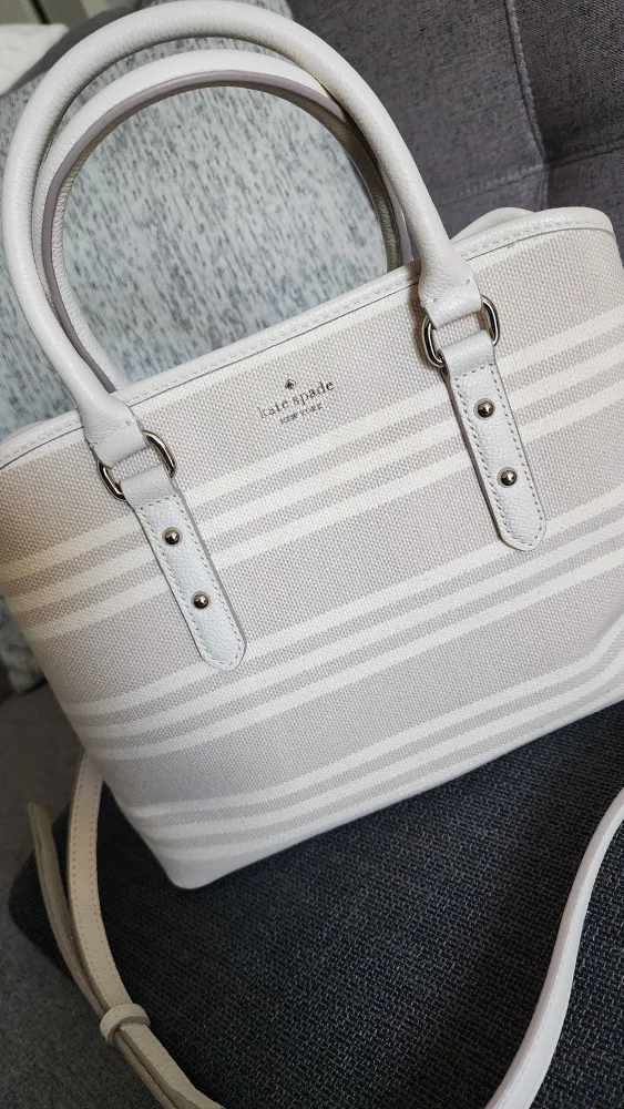 Kate Spade Beige Striped Tote Bag