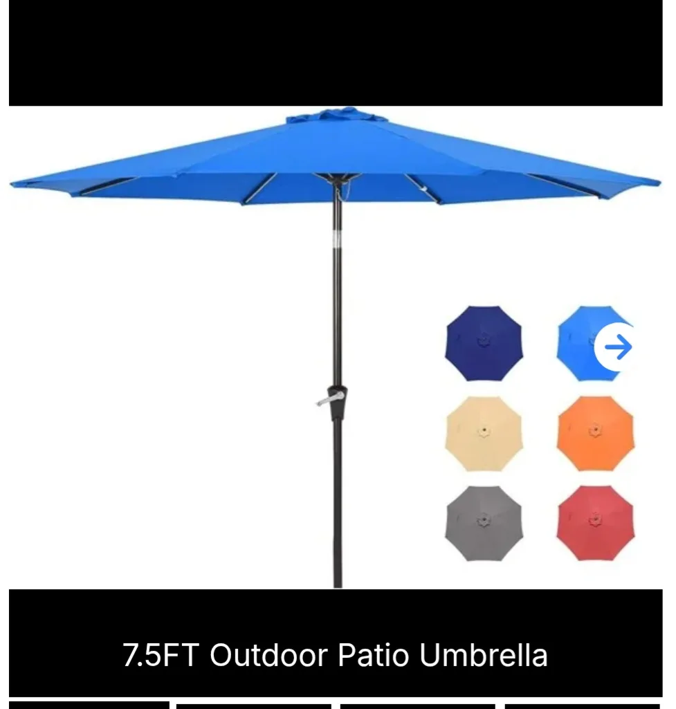 New 7.5 Foot Outdoor Patio Umbrella in blue *No Base* thumbnail