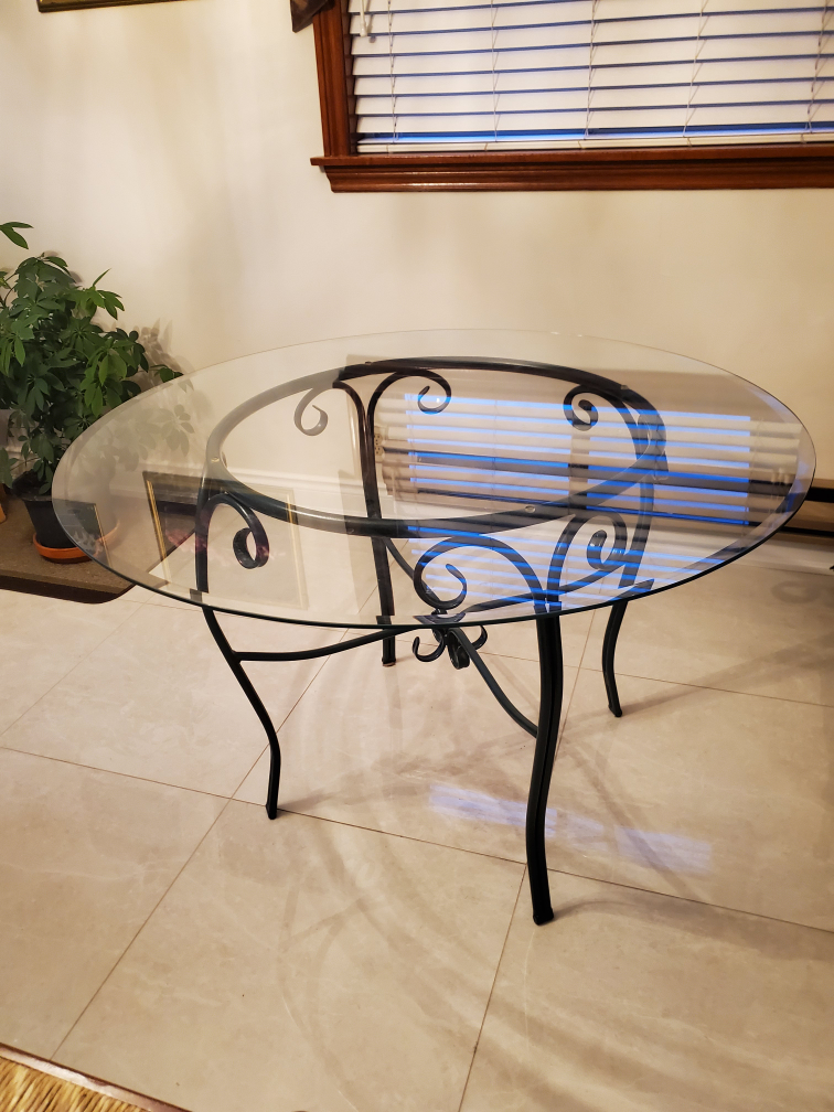 Glass Top Table with rod iron base