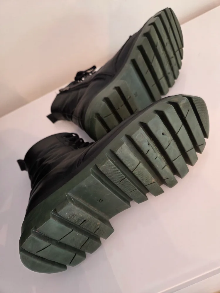 Genuine leather Black Ankle Boots with Green Soles image indicator(2)