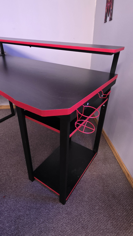 Gaming Desk with Red Accents - photo 4