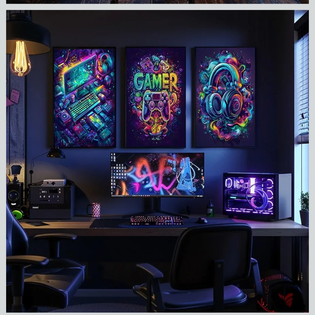 Gamer Wall Art Canvas Posters (Set of 3)