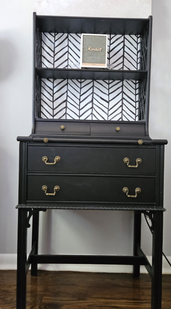 Black Cabinet with Shelves/ desk