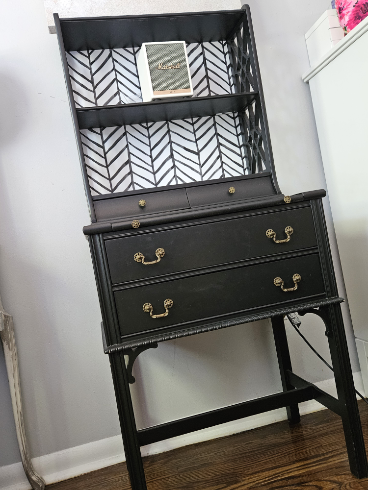 Black Cabinet with Shelves/ desk - photo 2