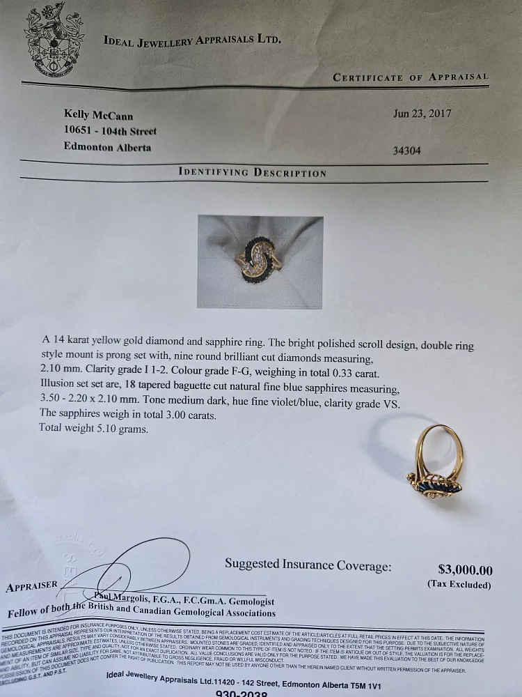 Vintage 14 Karat Gold Diamond & Sapphire Ring image indicator(3)