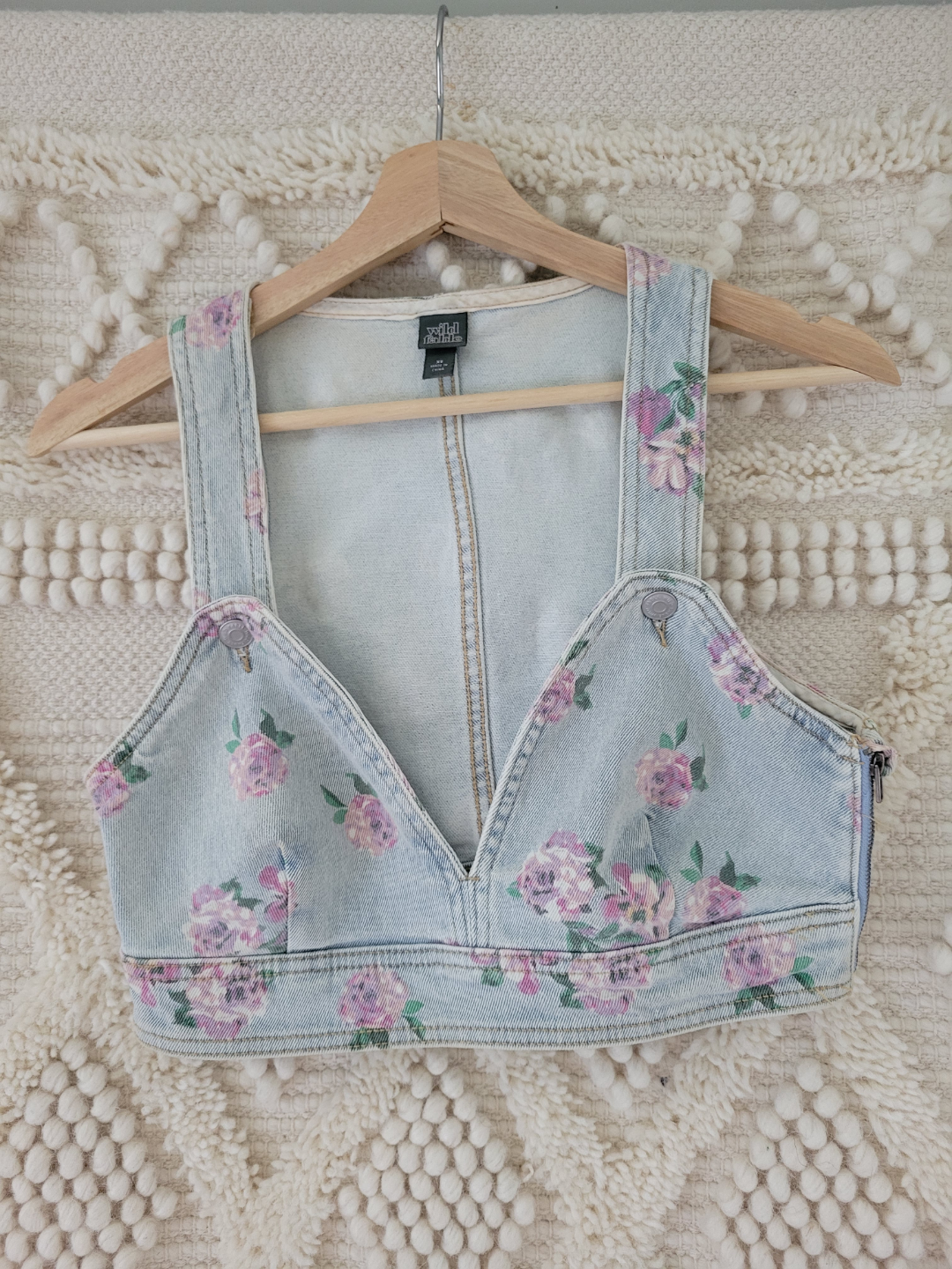 Floral Print Denim Crop Top