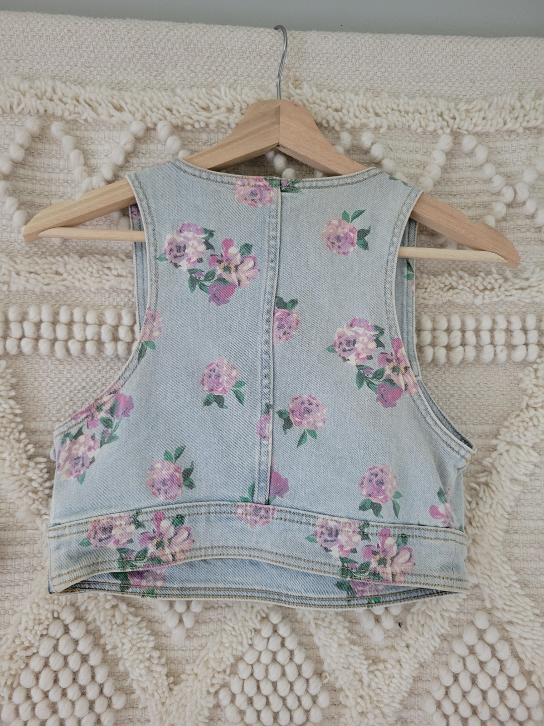 Floral Print Denim Crop Top - photo 2