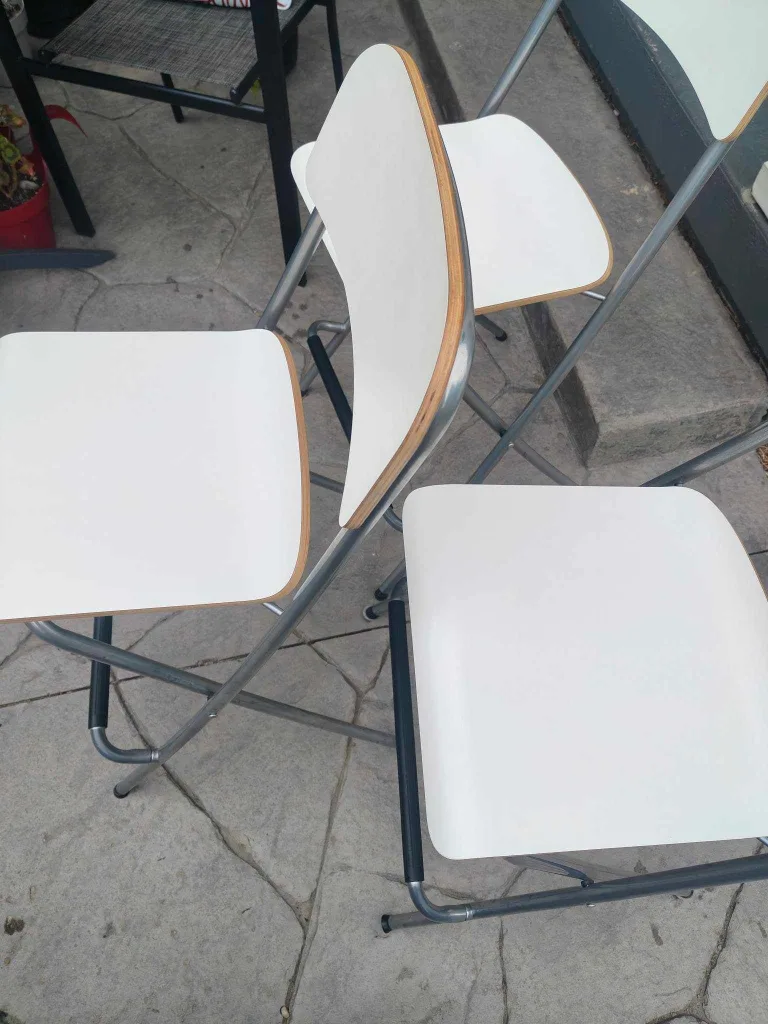 3x IKEA White Folding Chairs or Bar Stools image indicator(5)