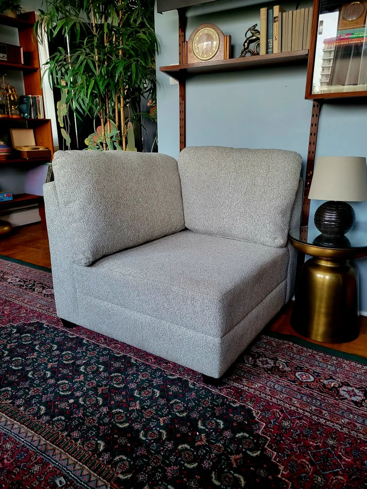 Shaggy Ligh Grey Corner Chair with Cushions (Delivery Available) thumbnail