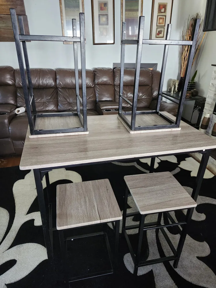 Dining Table Set with 4 Stools - Like New! thumbnail