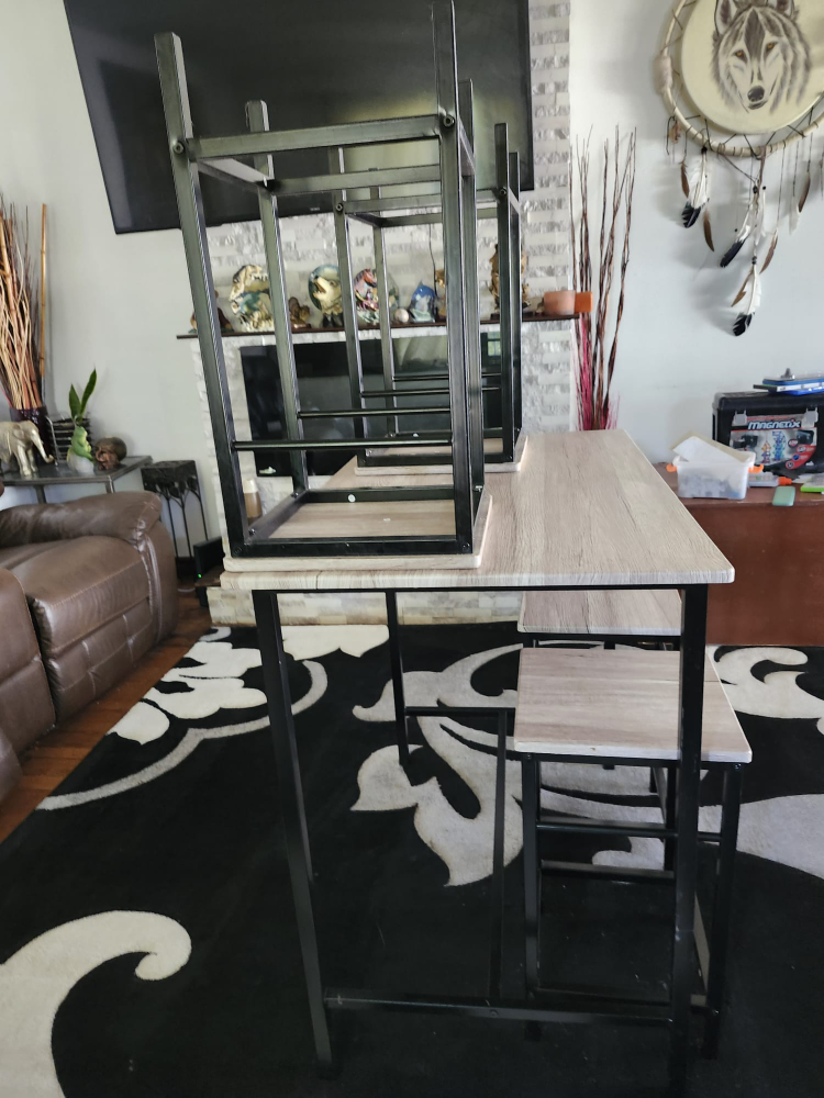 Dining Table Set with 4 Stools - Like New! - photo 2