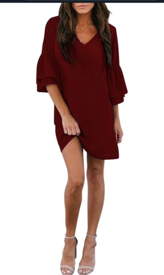 Sweet & Cute V-Neck Bell Sleeve  Mini Dress - photo 4