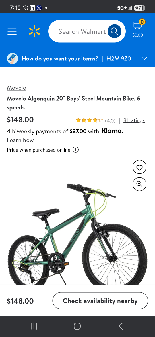 Boys Movelo Algonquin 20 inch bike
