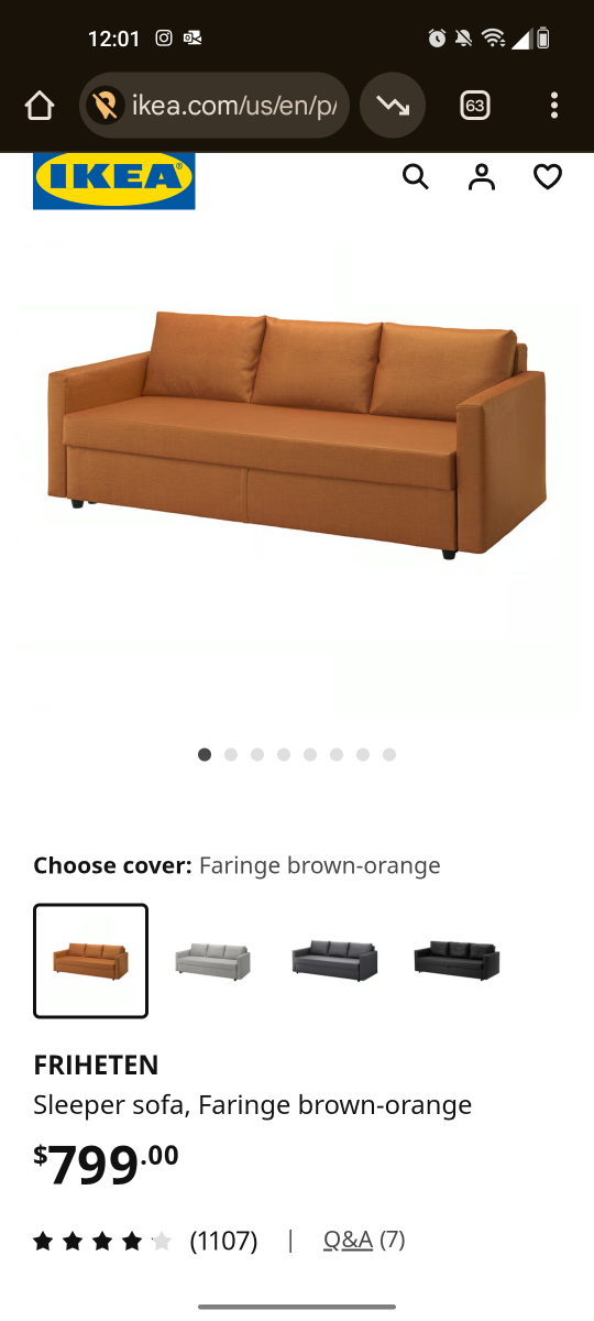 IKEA FRIHETEN Blue Sleeper Sofa - photo 4
