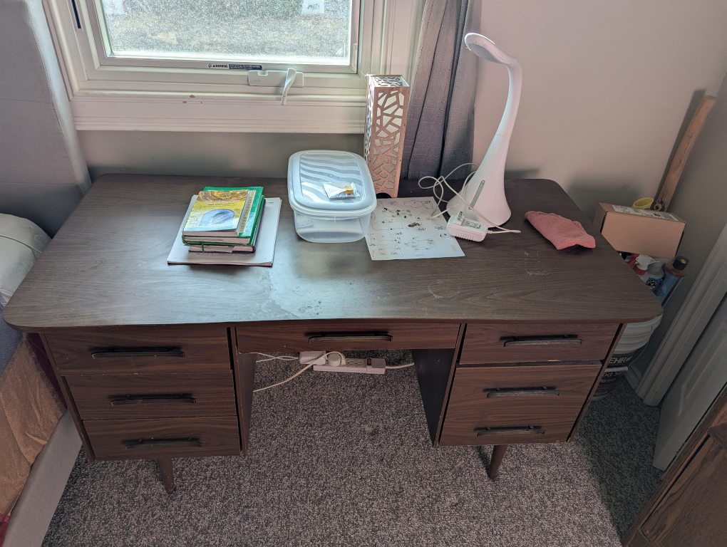 Vintage Wooden Desk with Drawers