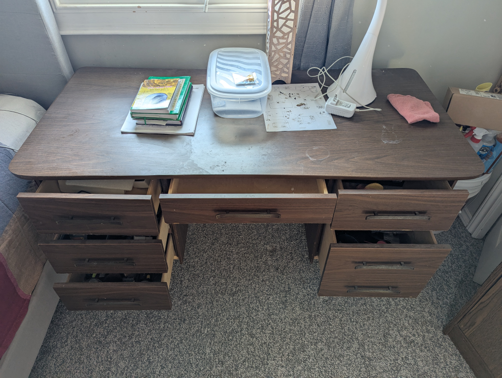 Vintage Wooden Desk with Drawers - photo 3