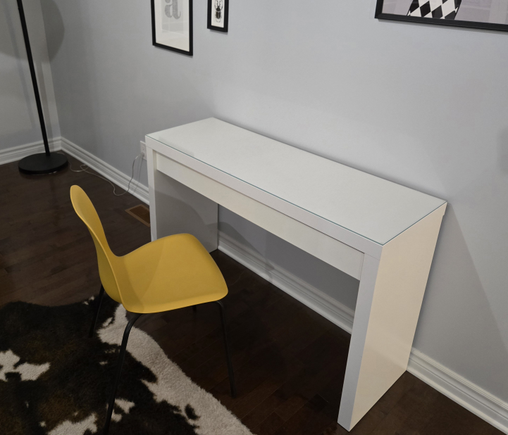Make up/Vanity Table with Glass Top and Chair