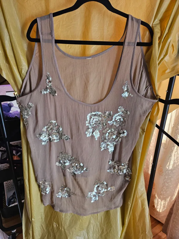 Sequin Tank Top - Brown xl thumbnail