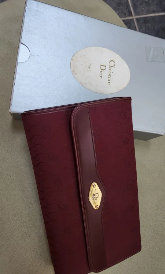 Christian Dior Burgundy Clutch Bag thumbnail